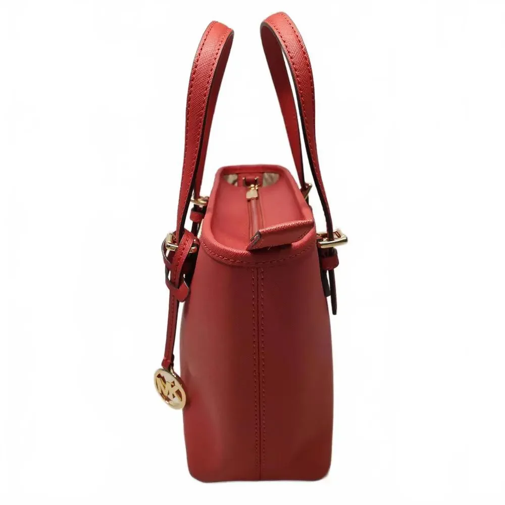 Michael Kors Red Saffiano Leather Small Tote Crossbody Bag‎ Gold Hardware